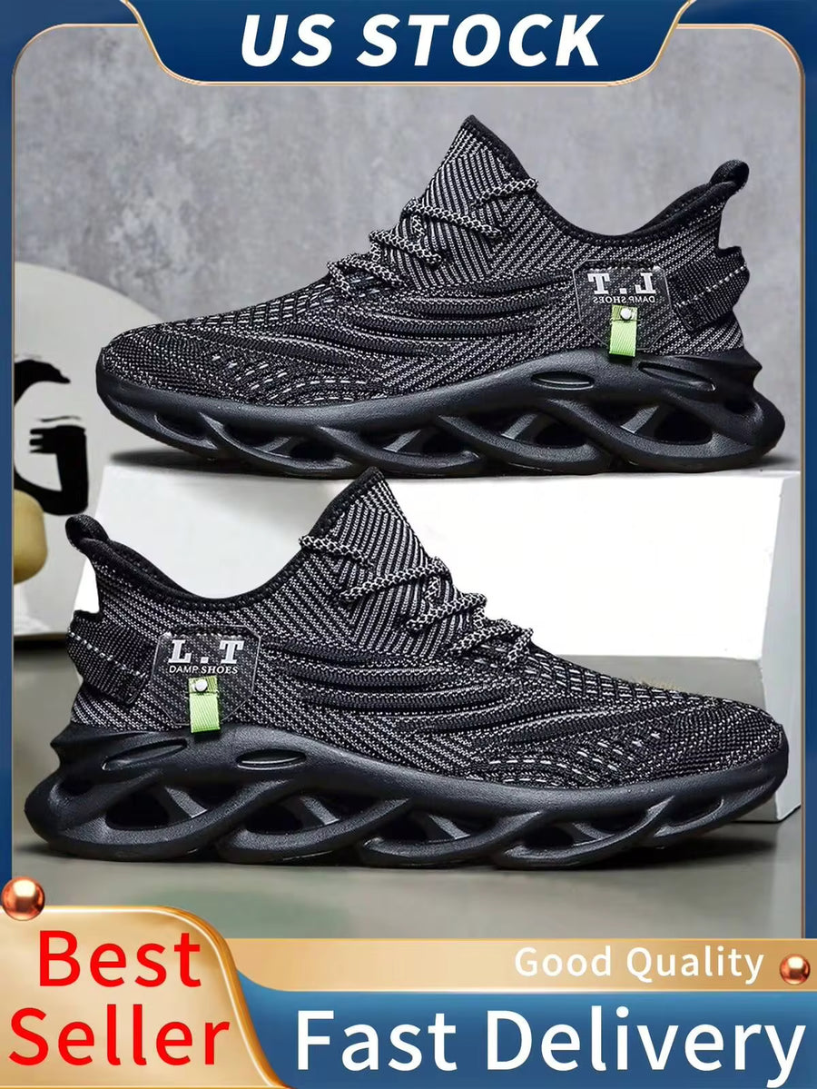Mens Sporty Sneakers Athletic Mesh Shoes Non Slip Blade Running Gym Workout Shoes Lightweight Walking Sports Cool Fashion Street Youth Sneakers Trainers