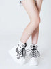 Women Motorcycle Punk Boots Platform High Wedges Heel Lace-Up Metal Buckle Ankle Boots Gothic Combat Boots Y2K
